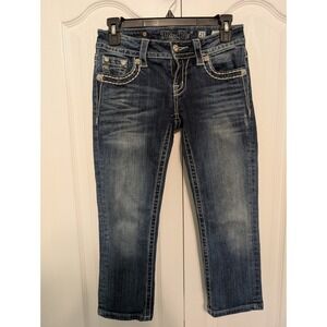 Miss Me Womens Cuffed Capri Jeans 25 Distressed